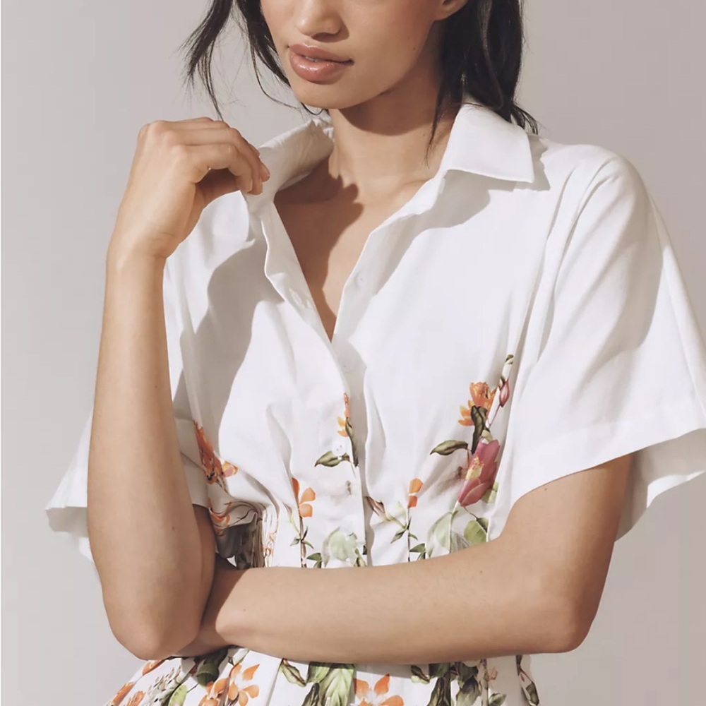 Anthropologie floral The Tobie button-down shirt.